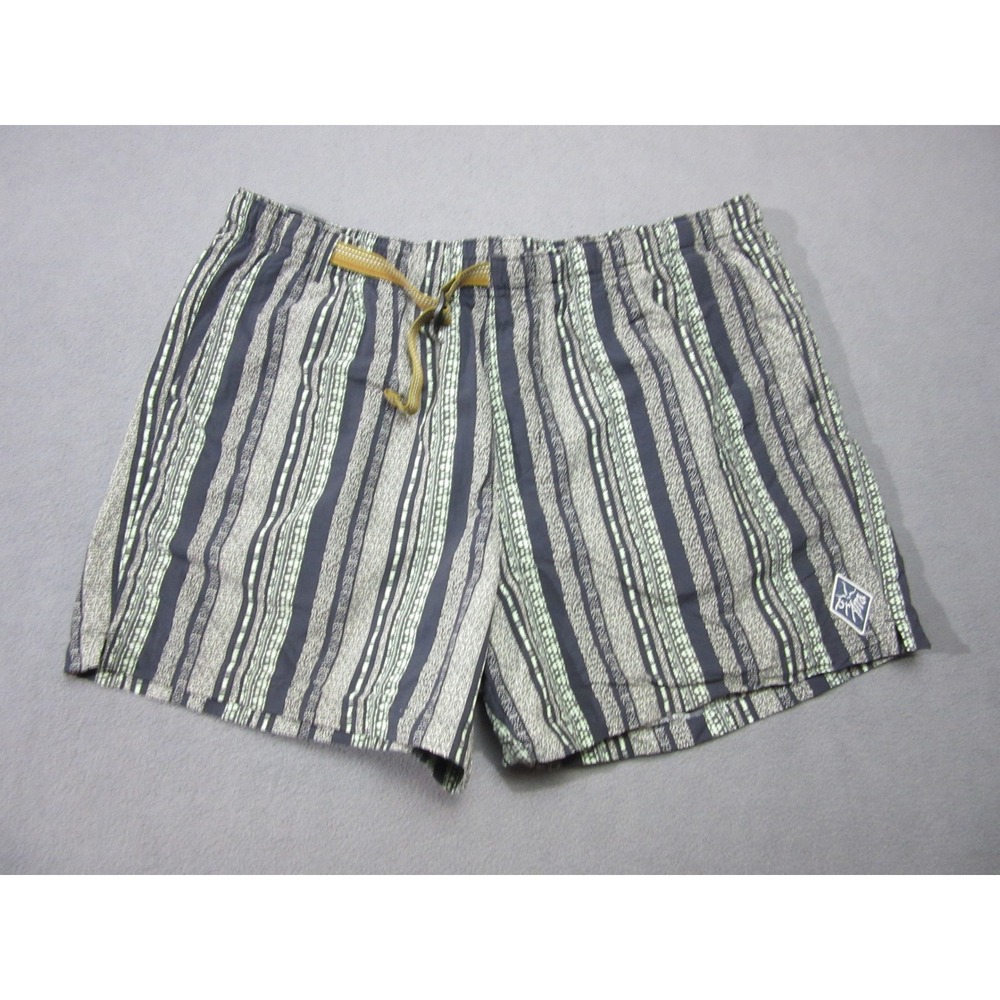 Prana Shorts Womens XL Grey Blue Striped Recycled Nylon Relaxed Fit Outdoor